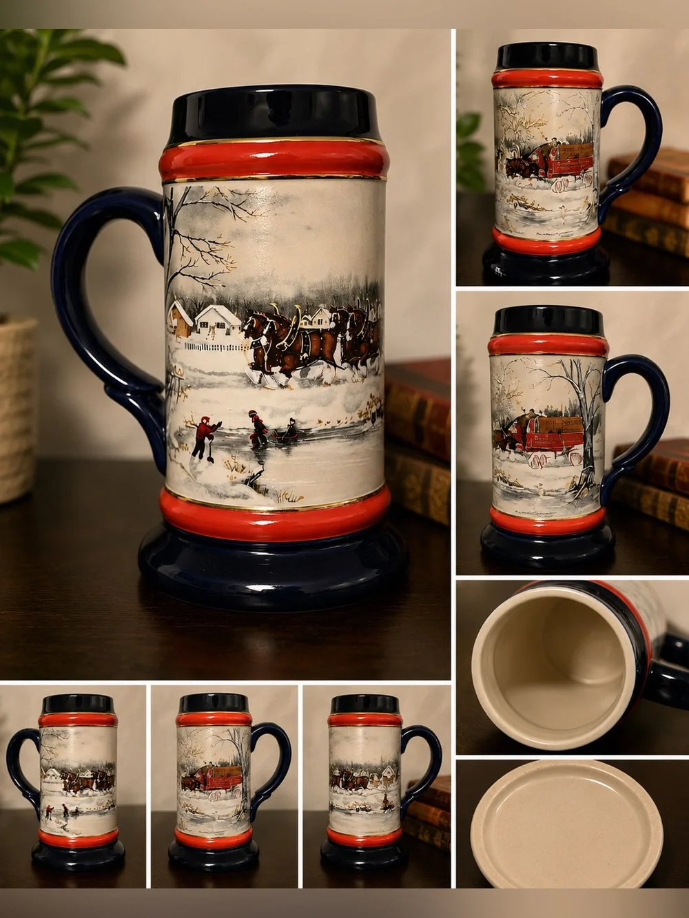 Budweiser 1990 Collector Beer Stein An American Tradition Clydesdales Tankard